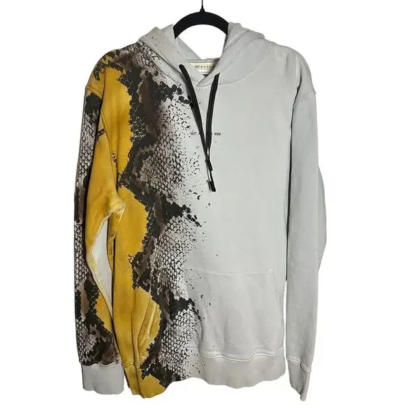 NEW 1017 ALYX 9SM Men's Hoodie Python Snake Print Gray Brown Sweatshirt Size XXL